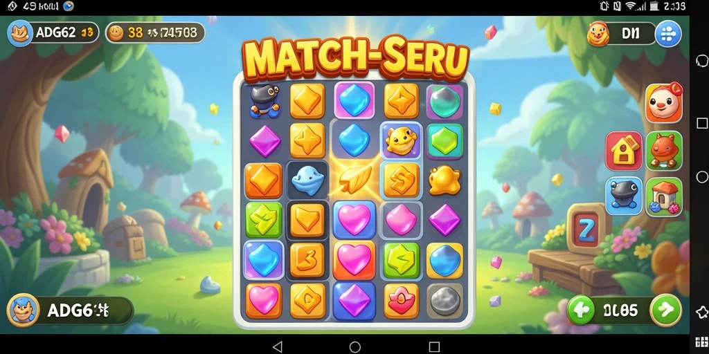 Tampilan gameplay seru dalam permainan Match-3 ADG62 yang menantang.