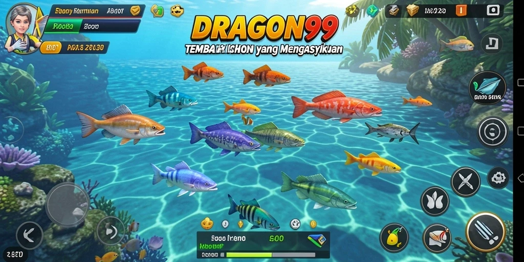 Screenshot dari gameplay Tembak Ikan yang penuh aksi.