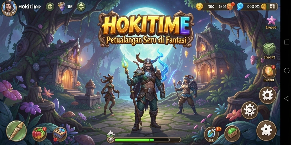 Tampilan gameplay seru HOKITIME dengan dunia fantasi yang memukau.