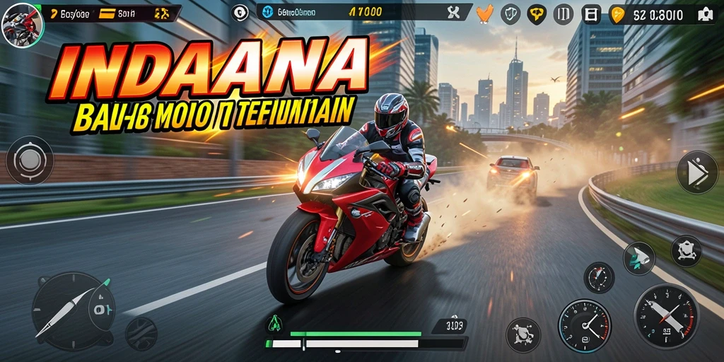 Gameplay seru balapan motor di INDAAA dengan tampilan grafis yang menawan.