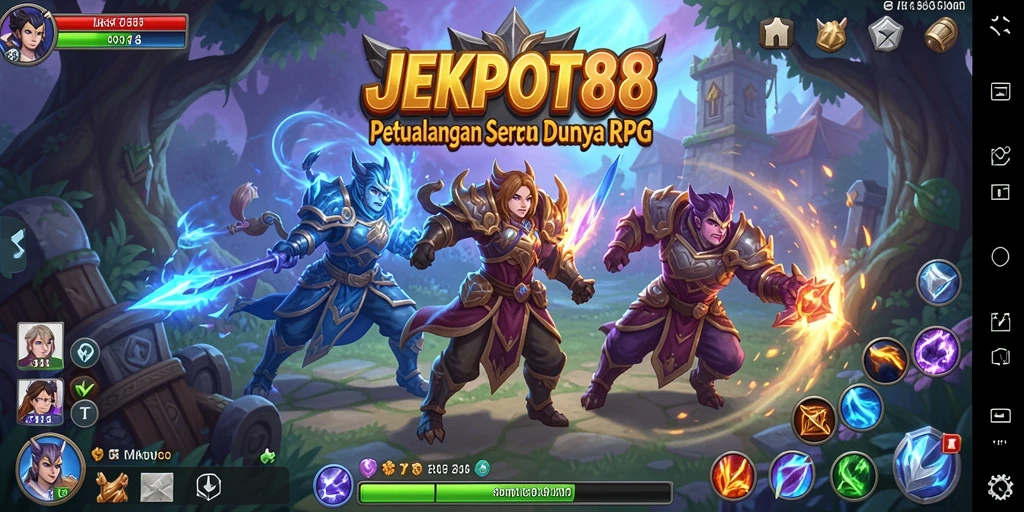 Screenshot JEKPOT88 menampilkan aksi seru dalam pertempuran RPG.