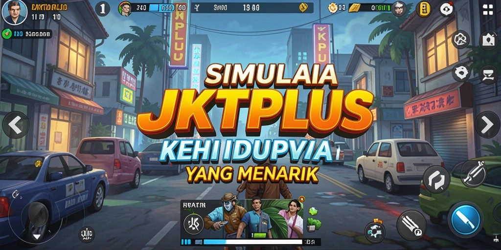 Tangkapan layar JKTPLUS menampilkan karakter berinteraksi dalam simulasi kehidupan.