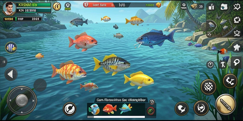 Screenshot gameplay KRISNA96 menampilkan aksi menembak ikan yang seru.