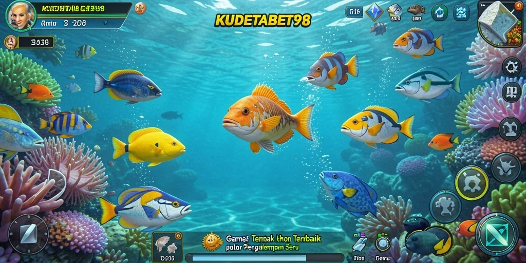 Screenshot gameplay KUDETABET98 menunjukkan keseruan berburu ikan.