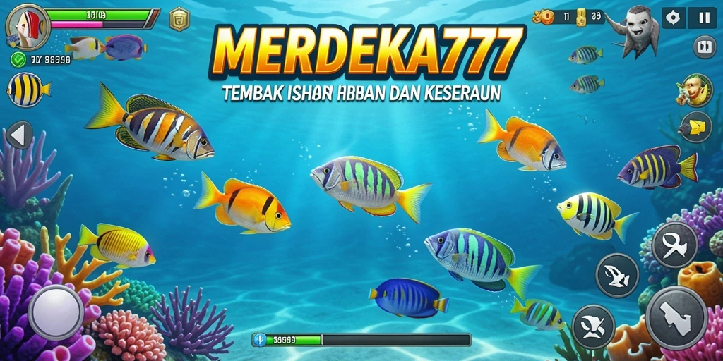 Tampilan gameplay mendebarkan dari MERDEKA777 saat menembak ikan.