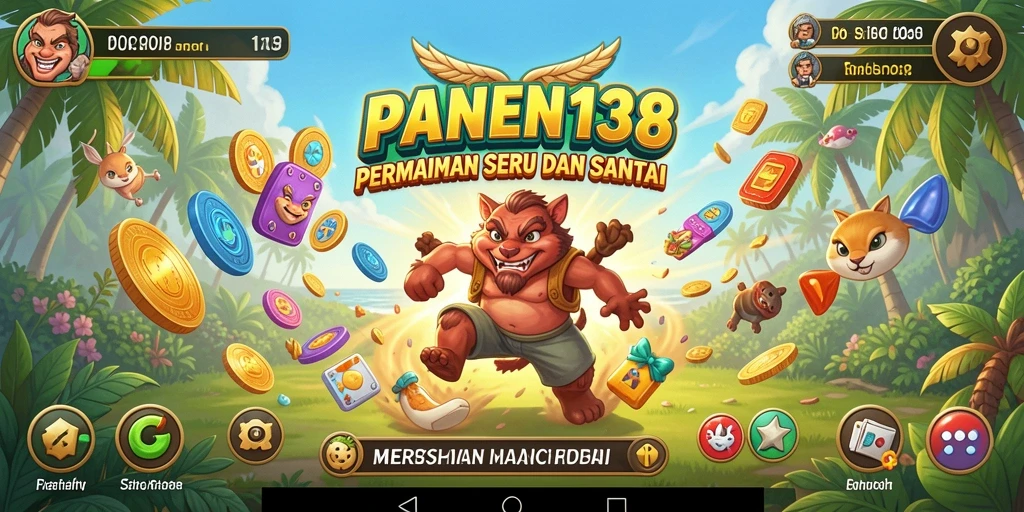 Tangkapan layar utama PANEN138 menunjukkan kebun yang indah dan gameplay yang menyenangkan.