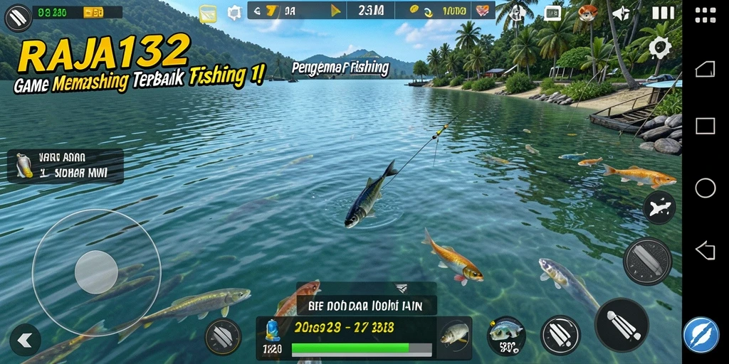 Tampilan gameplay RAJA132 dengan aksi memancing yang seru dan interaktif.