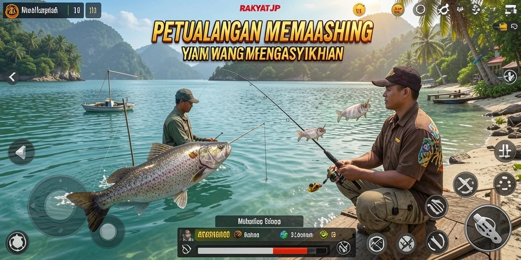 Tampilan gameplay yang menarik dan mendebarkan saat memancing di RAKYATJP.