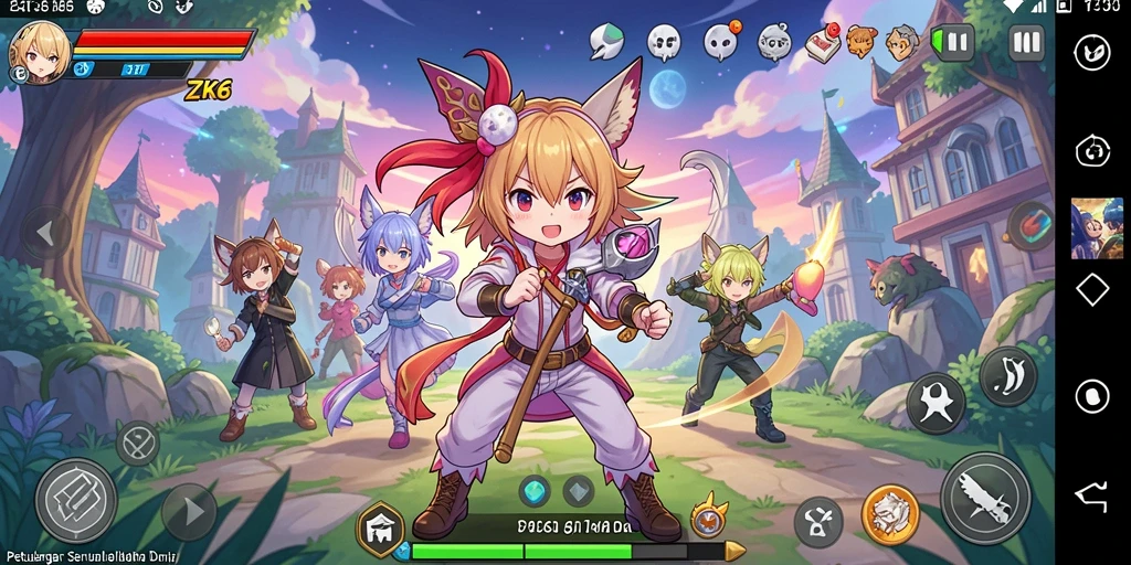 Gameplay seru dengan karakter anime yang menarik.